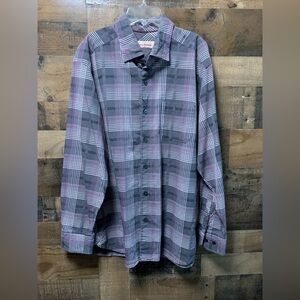 Tommy Bahama Mens Gray/Pink/White Plaid Button Down Long Sleeve Shirt Size L